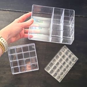 Set of three acrylic cosmetic makeup organizers